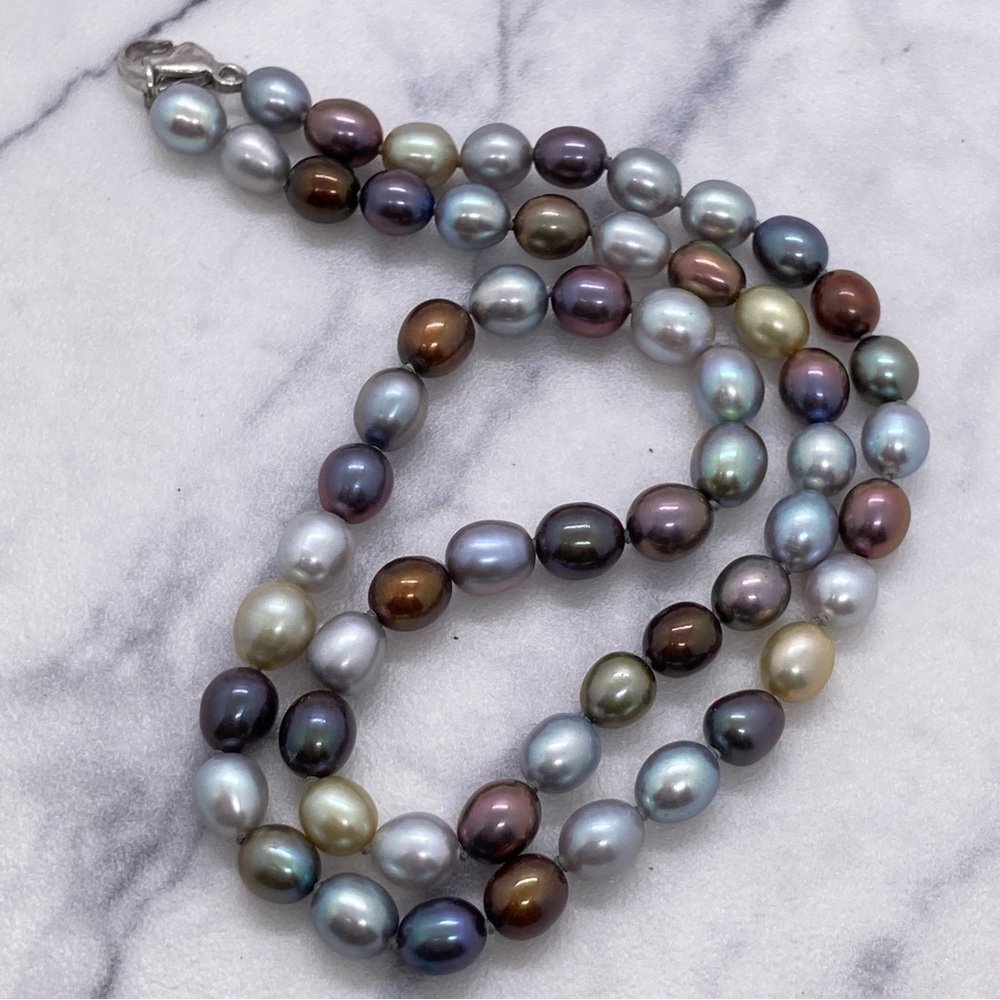 Honora Pearl Necklace 925 Clasp Multicolored Pearls About 18” Long Luster